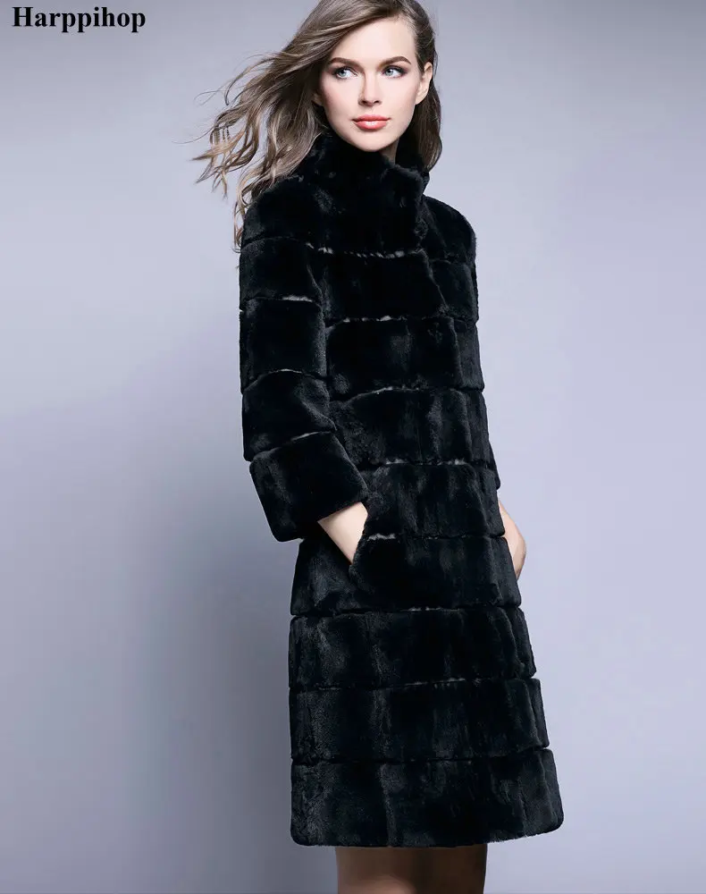 Большие размеры,, натуральное пальто из меха кролика Рекс, цветная Женская длинная дизайнерская зимняя теплая верхняя одежда, Женское пальто