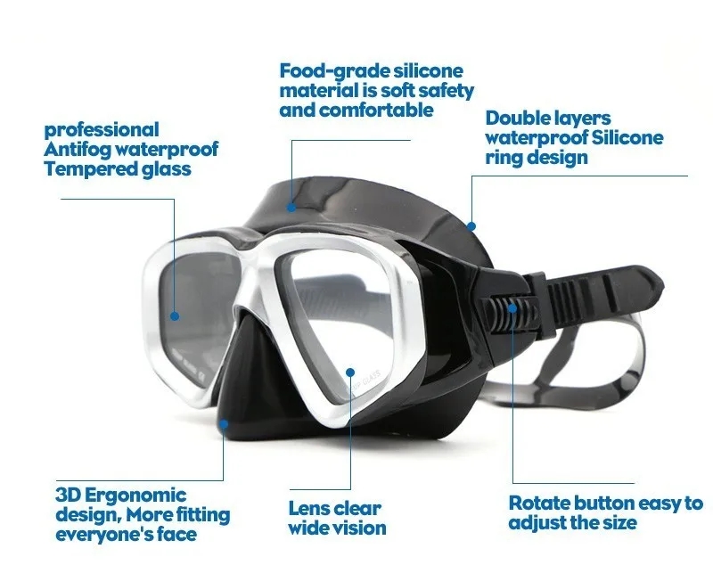 Новый бренд высокое качество одежда заплыва маска ударостойкие закаленное стекло Мягкие силиконовые маска очки для подводного плавания