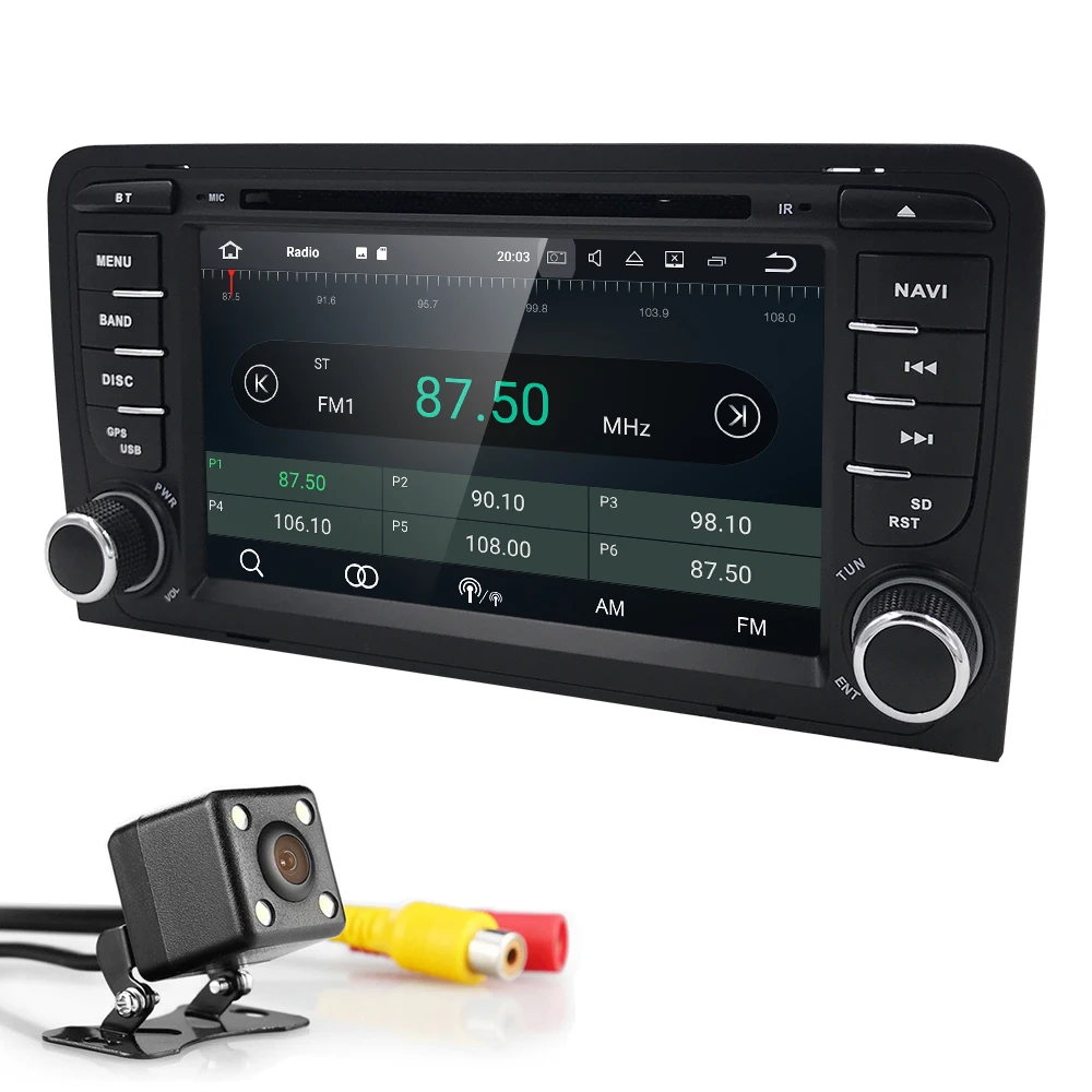 Top Car DVD Player 2 din Car Radio GPS Android7.0 Head Unit for Audi A3/S3 2003 2004 2005 2006 2007 2008 2009 2010 2011 OBD2/4G/WIFI 3