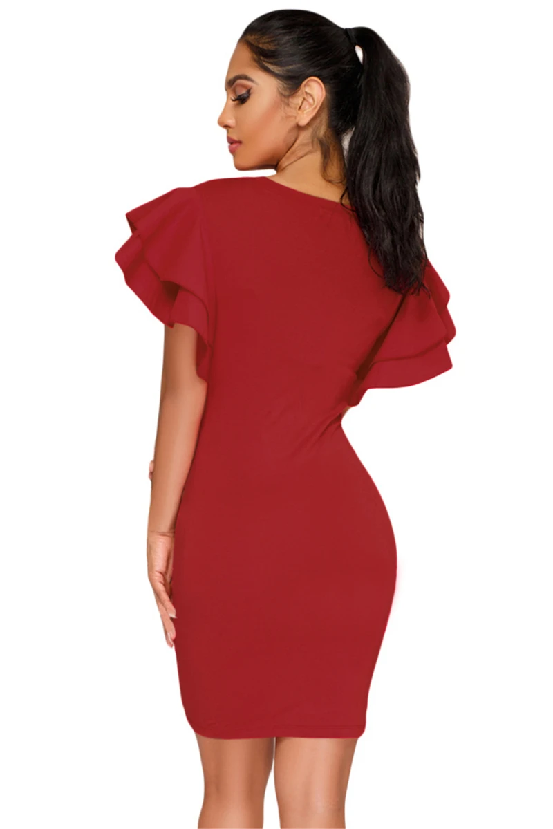 Ruffle-Sleeves-Graphic-T-shirt-Dress-in-Red-LC220248-3-2
