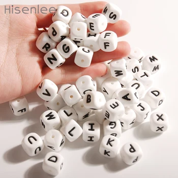 

Hisenlee 12mm 100pcs Food Grade Silicone The 26 Alphabet Baby Chewing Bead Molar Silicone Letter Loose Beads DIY Baby Teeth