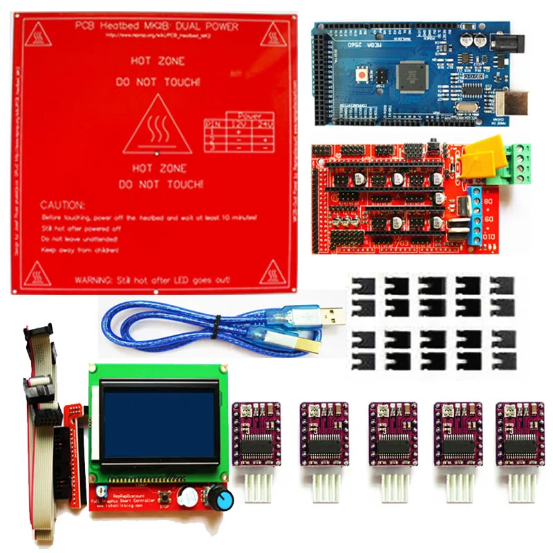 

Mega 2560 R3 1pcs RAMPS 1.4 Controller 5pcs DRV8825 Stepper Driver Module LCD 12864 MK2B for 3D Printer kit