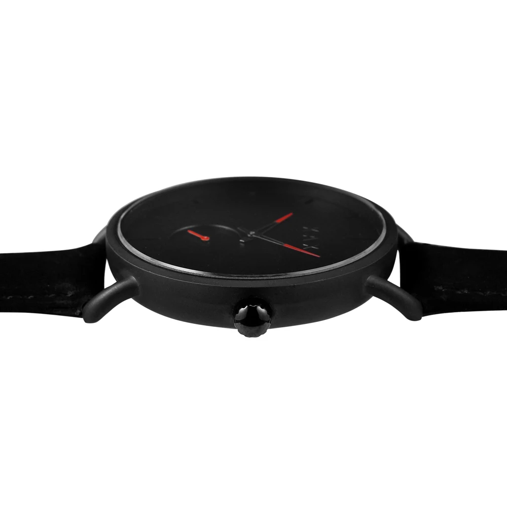 Reloj negro minimalista para hombre. Reloj de cuero negro de gamuza de lujo. Relojes de trabajo de esfera pequeña - 5