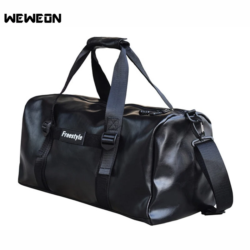 

2018 Top Quality Men Gym Bag Male PU Leather Sport Shoe Bag Women Fitness Over the Shoulder Yoga Bag Travel Handbags Black Gray