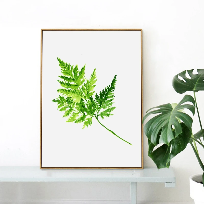 Watercolor Fern Green Leaves Wall Art Decor Print Poster ...