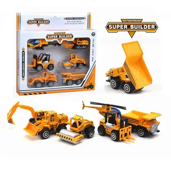 

6pcs skating engineering vehicle educational toy 1:64 children's toy excavator big forklift simulation model toy alloy enginee