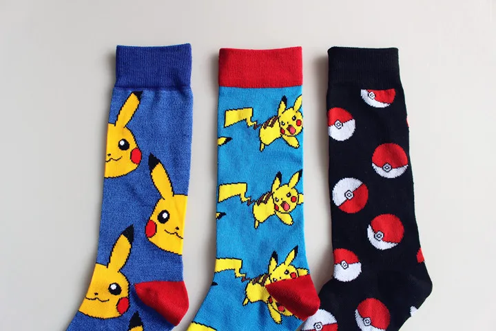 Гольфы «Покемон го» мужские носки для косплея с изображением Пикачу Рюкю повседневные длинные носки с забавным рисунком