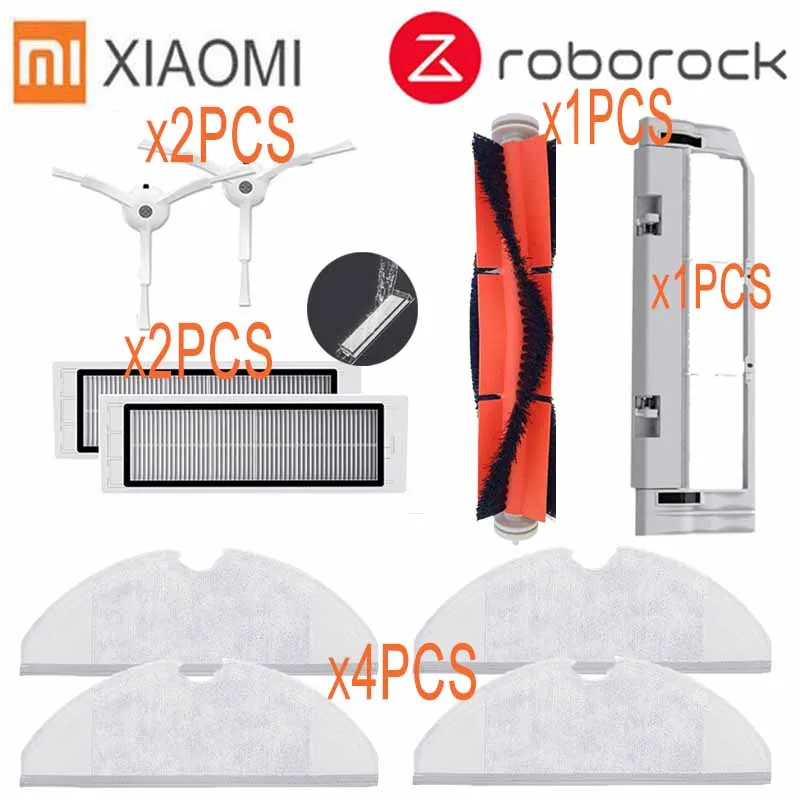 Тряпки для мокрой уборки фильтр боковая щетка рулон щетка подходит для Xiaomi Roborock Robot S50 S51 Запчасти для пылесоса наборы - Цвет: xmzs10pcs