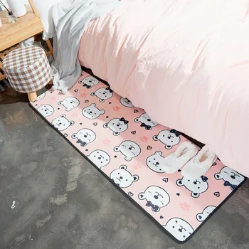 

Korean Cute Style Cartoon Animal Pink Blue and Gray Rectangular Carpet Washable Non-Slip Super Soft Rug Princess Room Study Room