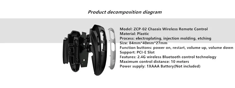 ZEAGINAL компьютерный пульт дистанционного управления 2,4G беспроводной Bluetooth контроль включения, сброса, громкости вверх/вниз