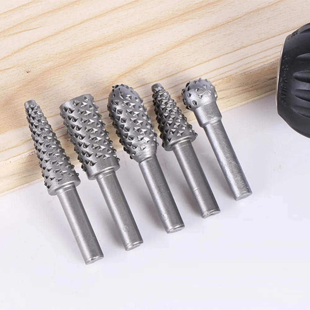 

5pcs Steel Rotary Rasp Burr 1/4" Shank Drill Rotary Rasp Burr Wood Bits Grinding Power Metal Plastic Wood Soft Metal Hand Tool