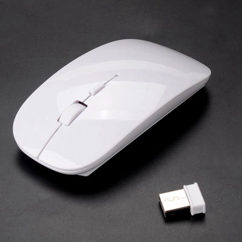 

2.4 GHz Slim White Optical Wireless Mouse + USB Receiver for Laptop Desktop