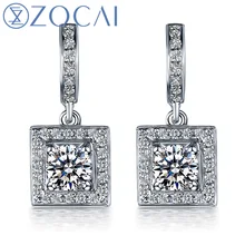 ZOCAI серьги любовь в пар 18 К белого золота 0.45 КТ CERTIFIED настоящий бриллиант свадебные серьги с бриллиантами E00850