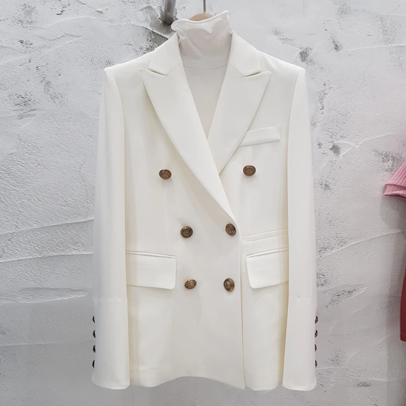 

Women's suit jacket autumn Korean version of the self-cultivation double-breasted long section small suit fashion women's jacket