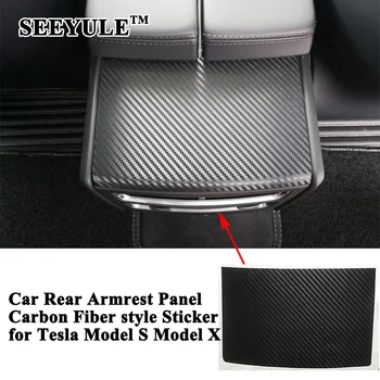 

1pc SEEYULE Carbon Fiber Car Rear Armrest Box A/C Panel Decoration Sticker Cover Styling Accessories for Tesla Model S Model X