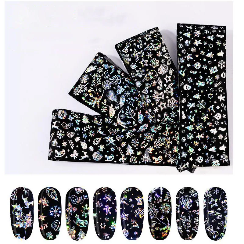 

4 Sheet Water Nail Sticker Christmas Design Temporary Tattoos Elk/Snow Flowers/Owl Pattern Transfer Beauty Nail Art tz0241