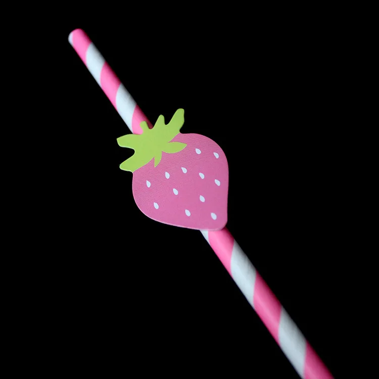 10pcs Flamingo/Strawberr Print Str Print Straws Kids Birthday Party Wedding Decorations Grand Event Supplies Drinks Paper Straws