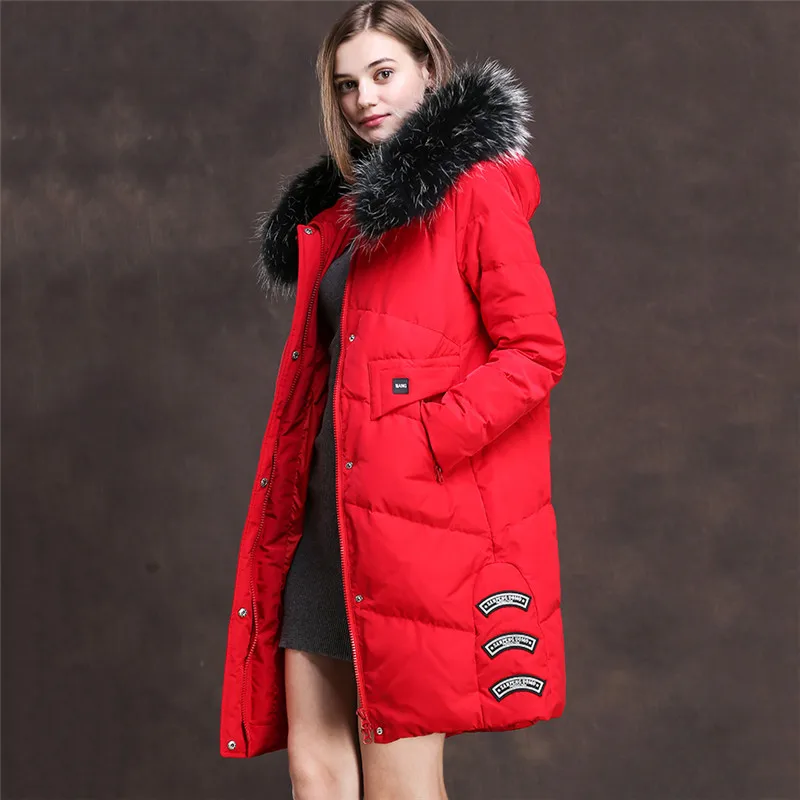 Women Down Jacket 2018 Autumn Winter New parkas Loose Thick Fox Fur Collar Hooded Coats Long White Duck Down Outerwear Women 730 Women Down Jacket 2018 Autumn Winter New parkas Loose Thick Fox Fur Collar Hooded Coats Long White Duck Down Outerwear Women 730