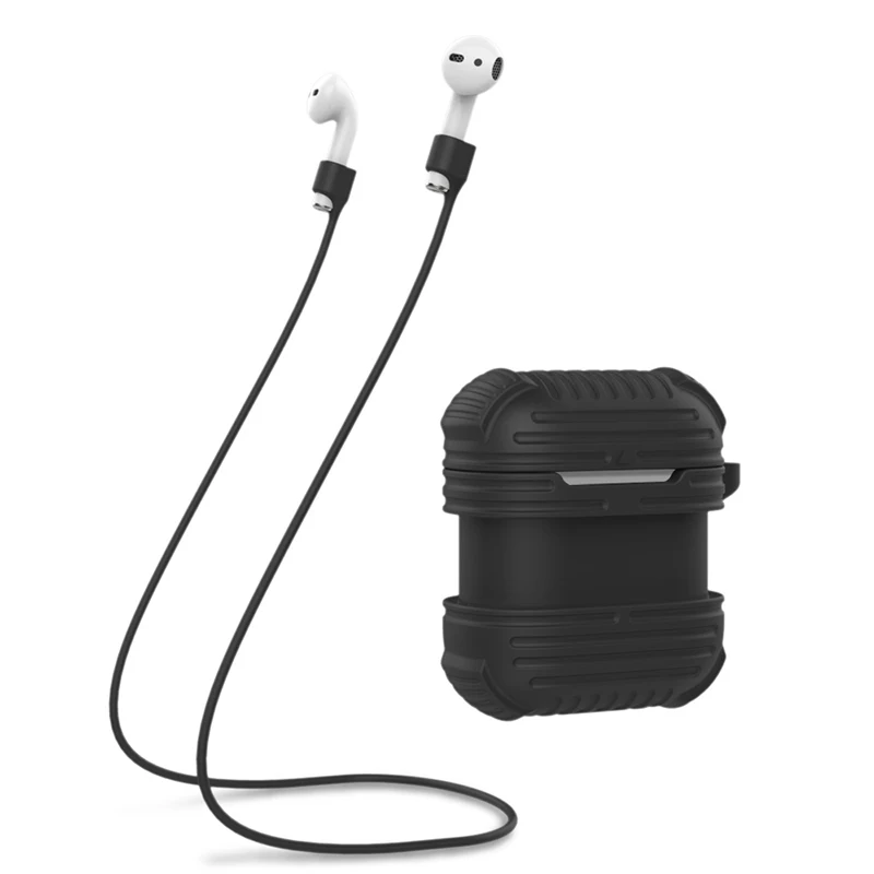 Bluetooth Wireless Earphone Case For Apple AirPods Soft Silicone Charging Earphones Cases With Magnetic anti-lost Rope Cover