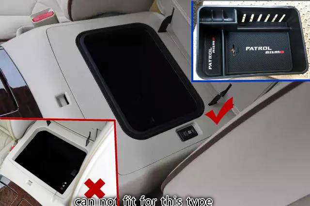 1PC Center Armrest Storage Box Glove Box accessories with mat for Nissan Patrol Y62 2010 2018