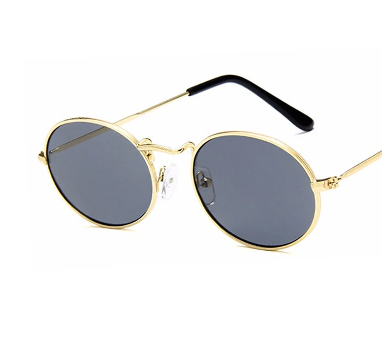 HAPTRON маленькие металлические овальные солнцезащитные очки для мужчин и женщин винтажные мужские женские ретро черные коричневые солнцезащитные очки круглые Брендовые очки uv400 - Цвет линз: C1  gold gray