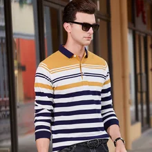 Высококачественная однотонная 3D вышитая рубашка поло Повседневная рубашка поло мужская рубашка поло с длинными рукавами новая полосатая Мужская поло 8813