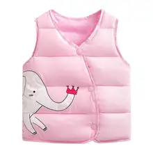 

Autumn Toddler Baby Cotton Vest Waistcoat Children Cartoon Elephant Print Sleeveless Outwear Waistcoat Boys Girls Down Warm Coat