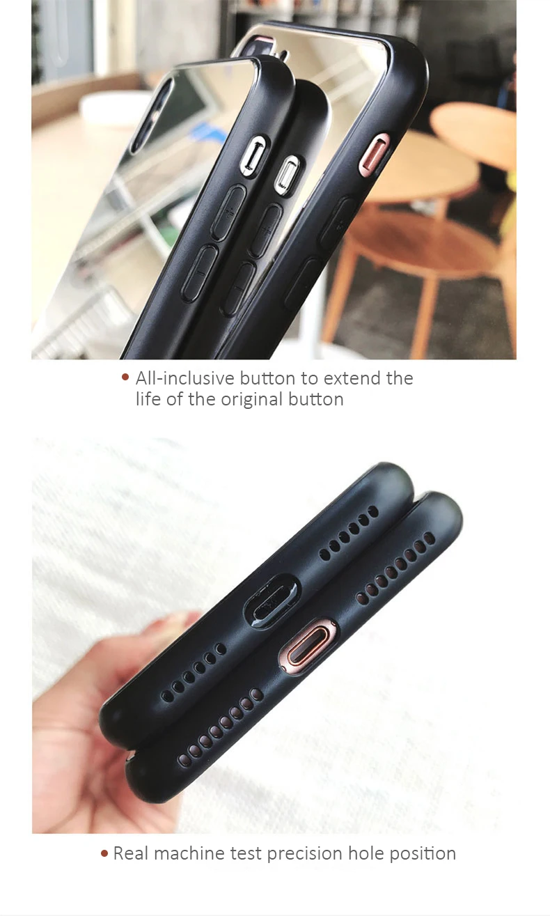 Mirror Phone Case For Iphone 7 Case Iphone XR XS Max 8 6S Plus Soft Luxury Brand TPU Shockproof Back Cover For Iphone X Case  1: 100% new and high quality;   2: Mirror Phone Case TPU Case Phone Back Cover;   3. Easy to insert and remove  4. Anti-dust /anti-impact/Shock-absorption  5. Exquisite craftsmanship and Stylish design  6. Perfect as gifts for your friends and families.  7: Stylish and elegant fashionable mobile phone case;   8: Rear protection + shockproof + scratch resistant + dirt resistant + shockproof;   9:4 colors: SLIVER  Promise:  1. The products have any quality problem, contact us with AliExpress message, we will solve it for you.   2. If you did not receive the item, re-send it for free or full refund.
