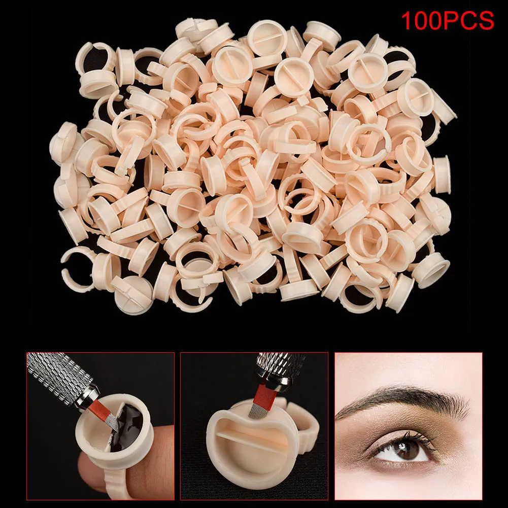 

2018 Newly 100 Pcs Tattoo Supplies Pigment Holder Ink Cup Silicone Finger Ring Tattoo Dye Cup