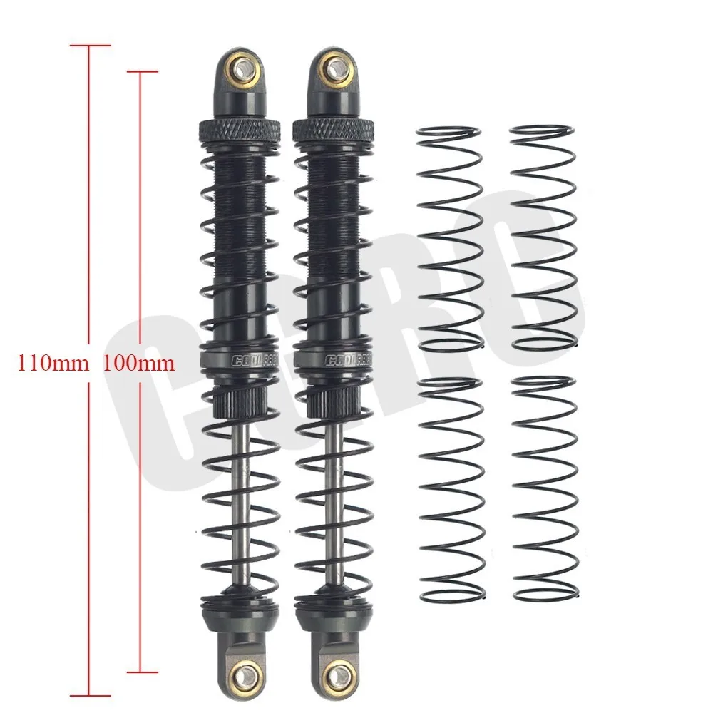 Двойной пружинный гидравлический металлический амортизатор 100/110 мм для 1/10 RC Гусеничный автомобиль TRX4 D90 осевой Scx10 90046 RC4WD CC01 - Color: Gray 100mm 2pcs