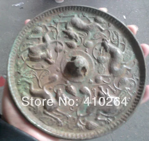 

0116P $old craft$ Fast shipping Elegant Lifelike alacrity animal bronze mirror Collections statue (A0314)