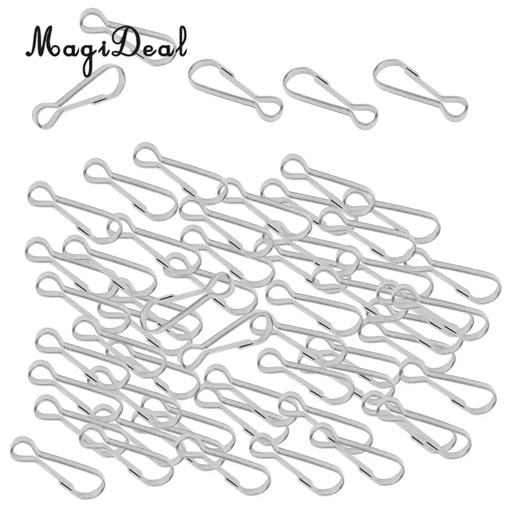 100pcs Stainless Steel Carabiners Spring Snap Clasp Outdoor Hardware 16/20/28/32/40mm for Climbing Caving Hiking Fishing Acces
