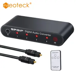 Neoteck Цифровой оптический аудио коммутатор 4x1 SPDIF оптический переключатель коробка с ИК дистанционное управление 1:1 трансмиссия и