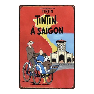 Tintin мультфильм жестяная вывеска металлическая тарелка потертый шик железная живопись детская комната настенный бар домашнее искусство Ремесло Декор 30X20 см DU-2217 - Цвет: DU2217