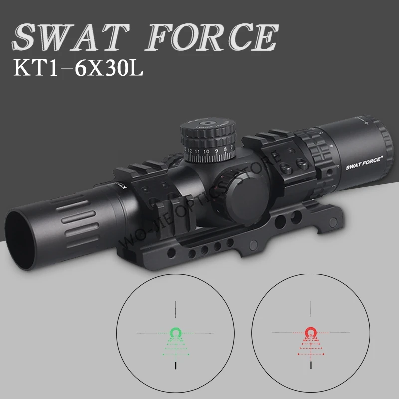

SWAT FORCE 1-6X24 IR Long Eye Relief Hunting Riflescope Tactical optical sight Illuminated R&G Rifle Scope fit 30-06 308 AR15