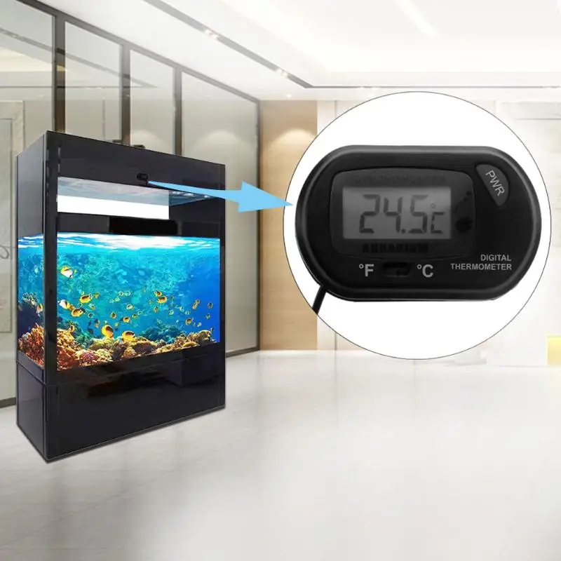 

Digital Thermometer Electronic Aquarium Swimming Pool Temperature Meter Waterproof LCD Reptile Temperature Tester