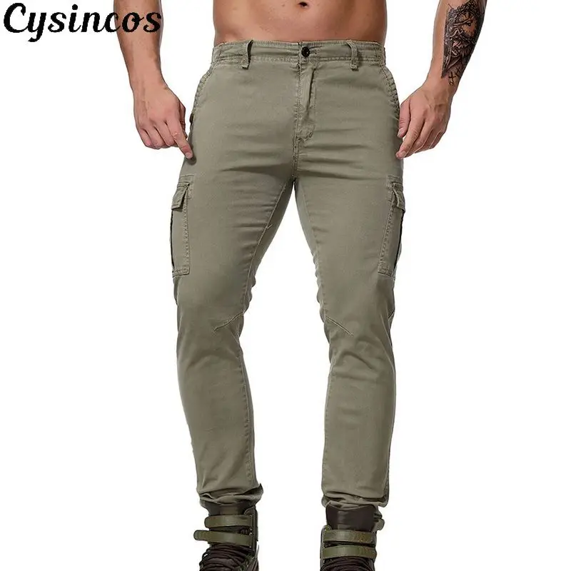 

CYSINCOS 2019 Male Tactical Pants Joggers Plus Size Cargo Trousers Multi Pocket Military Style Pantalones Hombre Streetwear