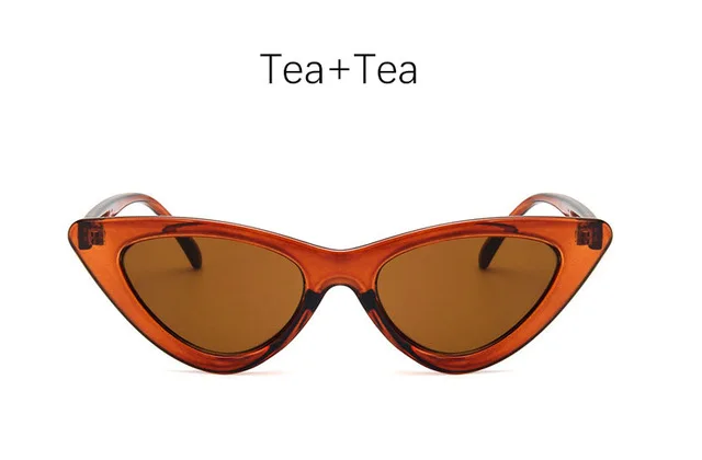 Сексуальные кошачьи глазки для женщин, модные солнцезащитные очки, Брендовые женские винтажные Ретро треугольные кошачьи глазки, очки oculos feminino, солнцезащитные очки - Цвет линз: Tea