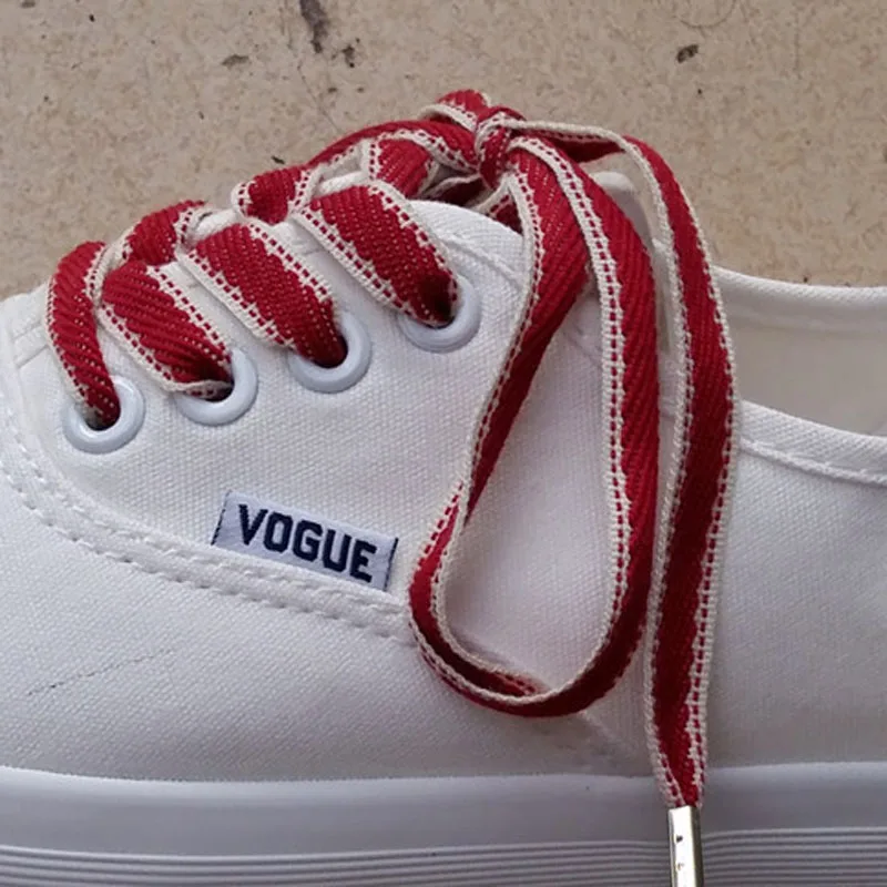 1 Pair Canvas Shoes Decorating Pattern Colorful Shoelace Flat Laces Shoelaces Laces Polyester Stripe Lace High-grade Metal Head