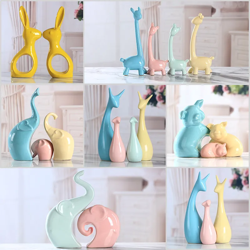 

Modern Colorful Ceramic Animal Ornaments Crafts Decoration Home Accessories Livingroom TV Cabinet Deer Swan Figurines Decor Art
