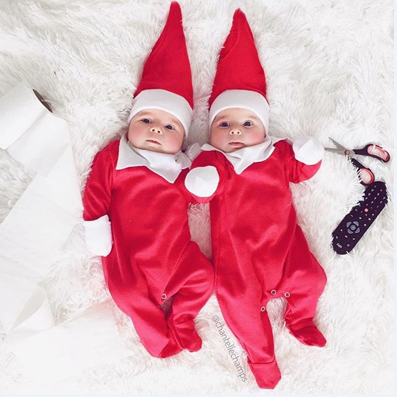 Fashion Kids Girls Christmas XMAS Santa Claus Costume Long Sleeve Red Dress+Hat