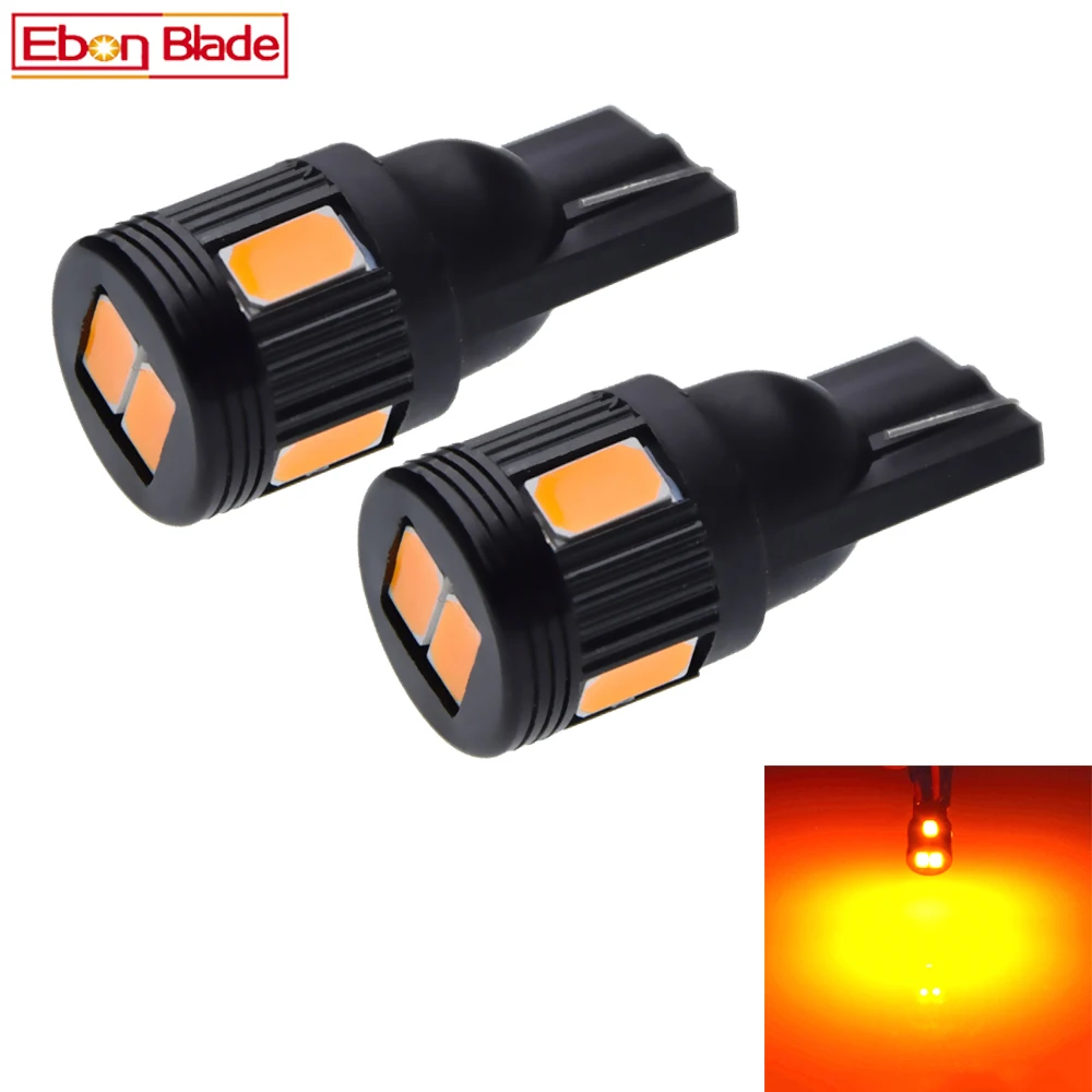 

T10 W5W 194 168 5730 5630 6 SMD Led Bulbs Car Reading Clearance Lights License Plate Lights Orange Amber 12V DC