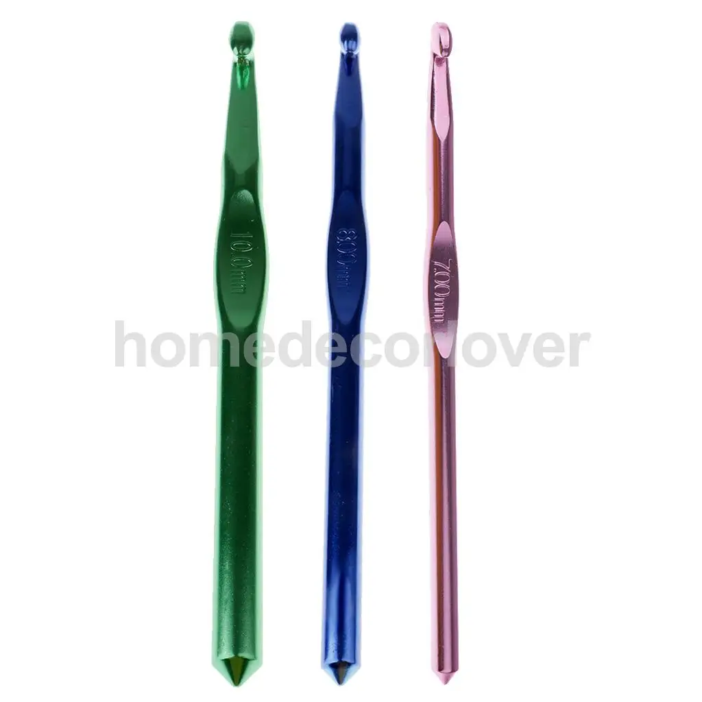 Aluminum Tunisian Afghan Crochet Hook Yarn Knitting Needles Hand Weaving Tool 7/8/10mm 