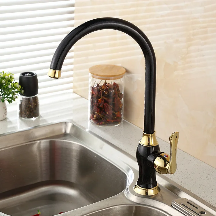 

Bathroom Black Pearl Faucet Kitchen Basin Faucet Copper Painted Hot and Cold Faucet Surface Non-stick Sewage Faucet