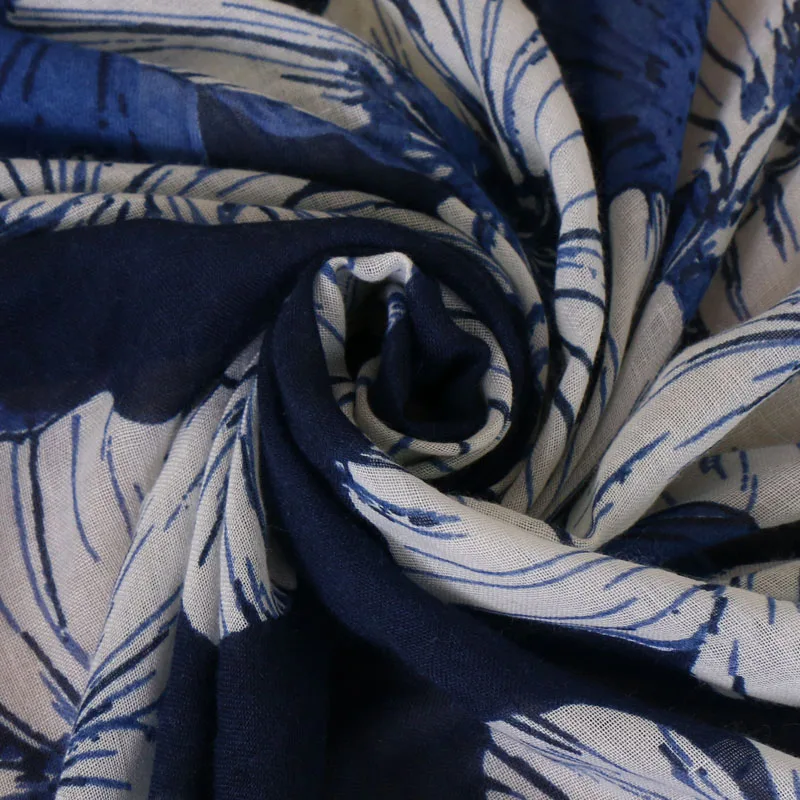 Дизайн Модный хлопковый шарф с принтом тонкий длинный цветочный теплый палантин, шарф смешанный стиль