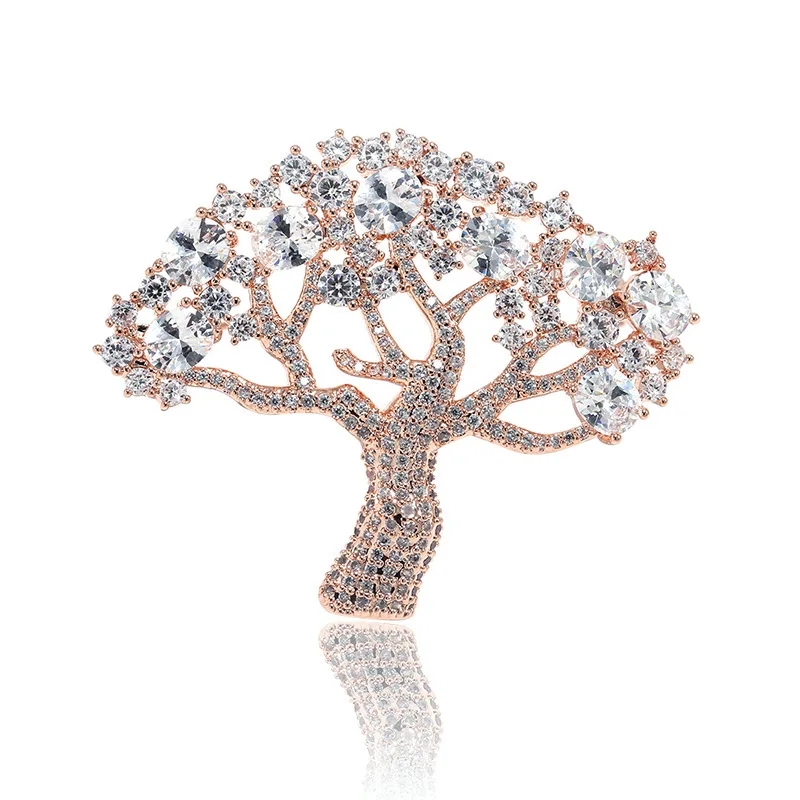 

Stylish Tree Shape Crystal Luxury Brooches Pins for Women Large Sweater's Pins and Brooches Christmas Gifts Fashion Jewelry X030