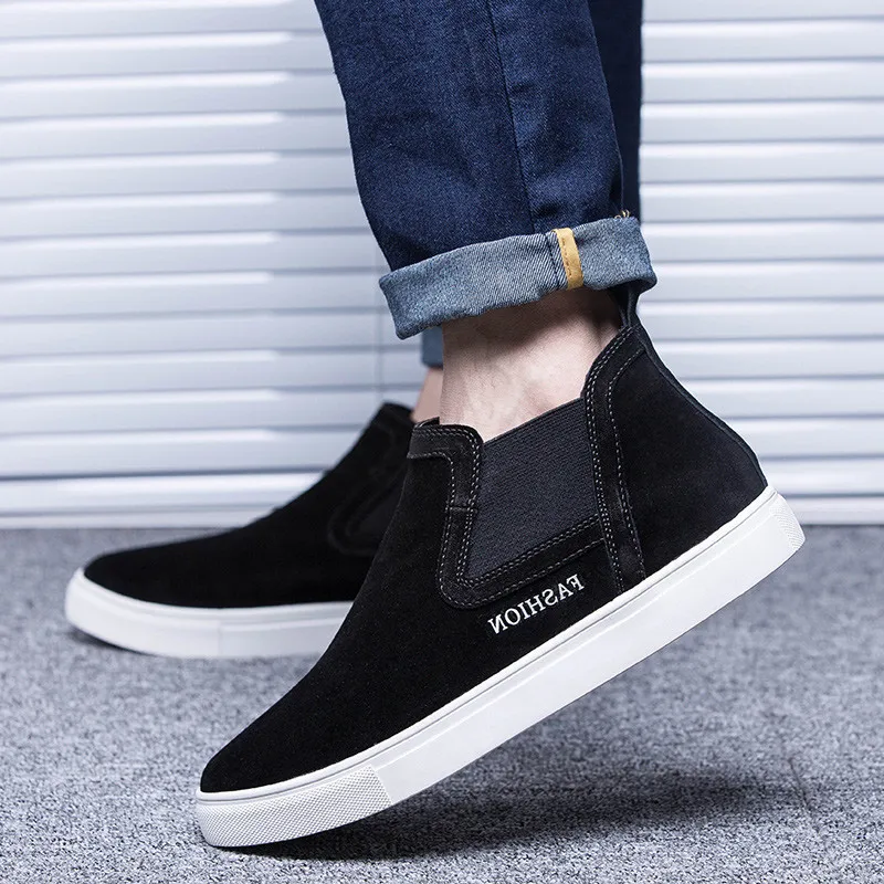 

ZOQI Suede Chelsea Boots Men Sneakers Unisex Casual Shoes Men Snow Boots Winter Autumn Black Shoes Men Flats Botas Mujer Size 48