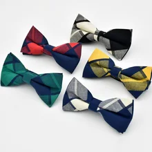 NiniRusi Men's Suits Cotton Bowtie for Wedding Plaid Bow Tie for Men Striped Neck Tie Gravatas Slim Masculina Cravats