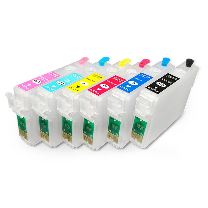 6 цветов/набор T0791-T0796 многоразового картриджа с чипом для Epson Stylus Photo 1400 1410 P50 1500W PX650 PX660 PX700W PX710W