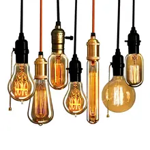 E27 bombillas Edison Retro de estilo Industrial de cristal hecho a mano T30-225 G80 bombilla de tungsteno lámparas colgantes iluminación